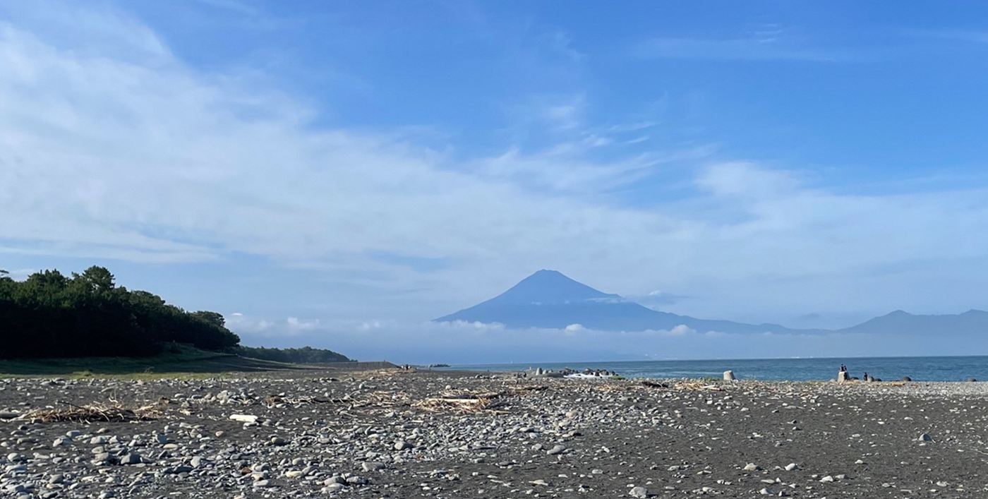 海岸と富士山の写真