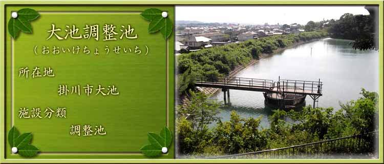 写真：大池調整池（おおいけちょうせいち）所在地：掛川市大池 施設分類：調整池