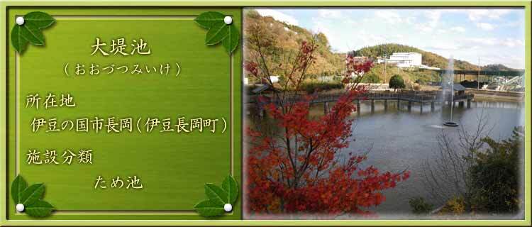 写真：大堤池（おおづつみいけ）所在地：伊豆の国市長岡（伊豆長岡町）施設分類：ため池