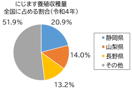 にじますの養殖収獲量グラフ