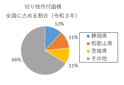 円グラフ：切り枝作付面積全国に占める割合（令和3年）