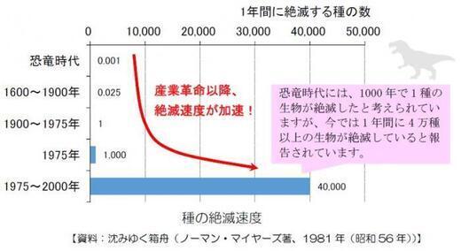 グラフ：1年後に絶滅する種の数