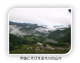 写真：天空にそびえる大川の山々