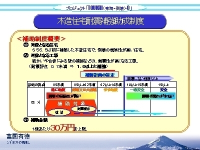 スライド写真：木造住宅耐震補強助成制度