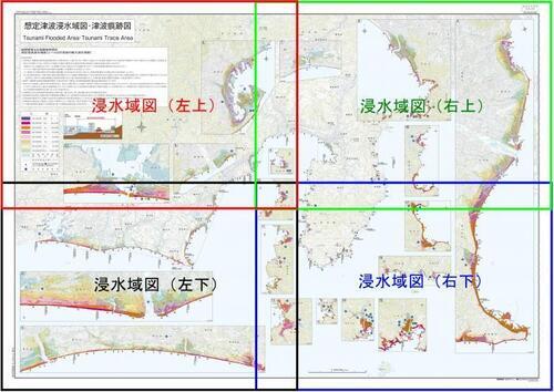 地図画像：想定津波浸水域図・津波痕跡図【全体】