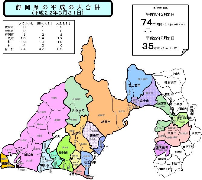 これまでの県内の合併状況図