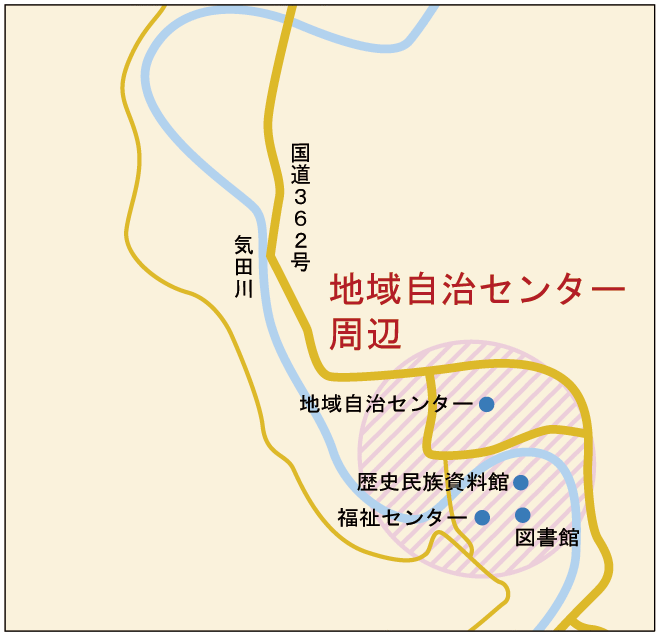 地図：自治センター周辺案内図