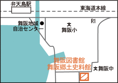 地図：町立図書館と郷土資料館案内図