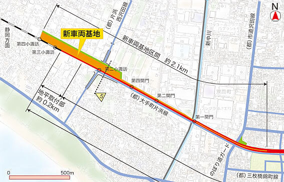 地図：新車両基地平面図