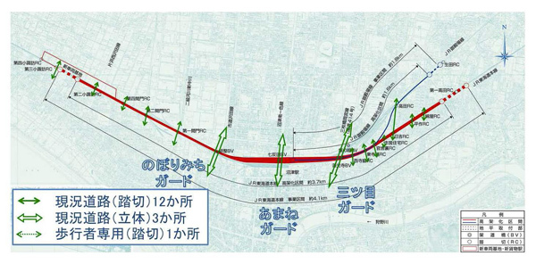 地図：三ツ目ガードの整備後の図