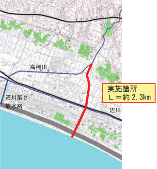 地図：実施個所　L=約2.3km