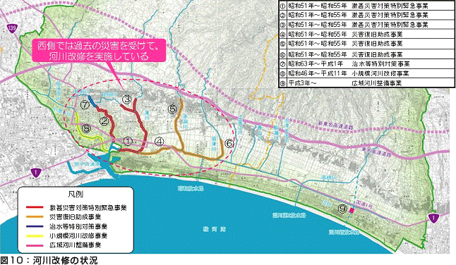 地図：河川修理状況