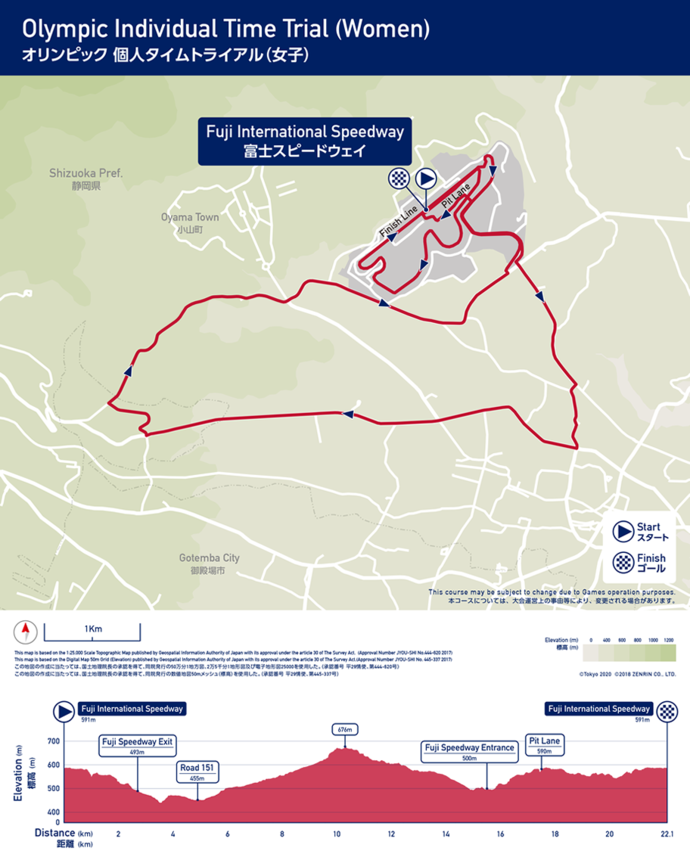 地図：個人タイムトライアル（女子）コース