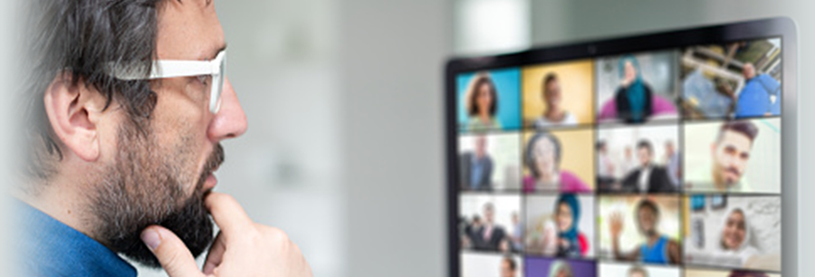 Photo:A man having a web conference