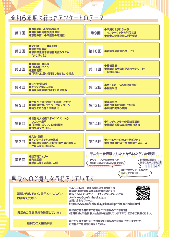 県政インターネットモニター募集チラシ裏面