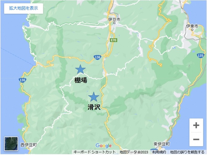 水温の調査地点の地図