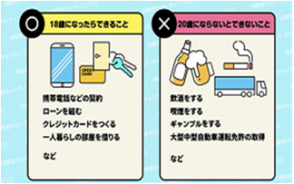 18歳でできること、できないことを示した表（外部リンク・新しいウィンドウで開きます）