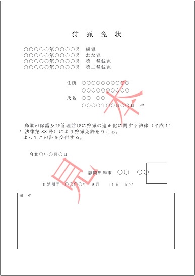 狩猟免状の新様式