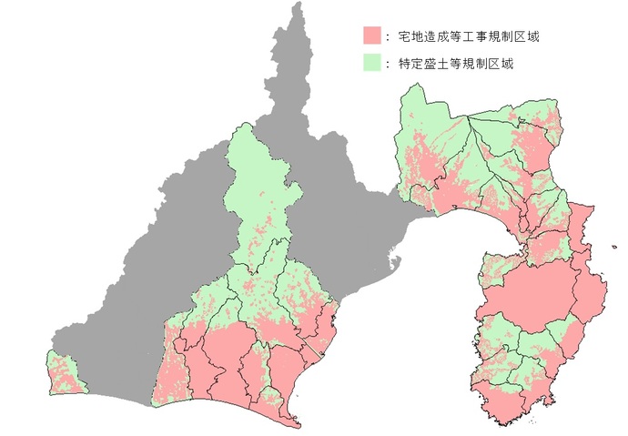 静岡県内の規制区域候補（静岡市及び浜松市を除く）