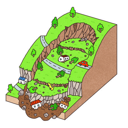 地すべりのイラスト
