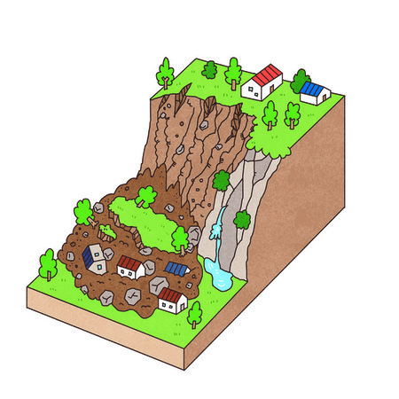 がけ崩れのイラスト