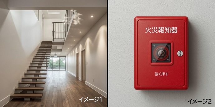 階段と火災報知器