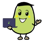 パソコンを持ったあすなろビーンズ