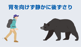 背を向けず静かに後ずさり