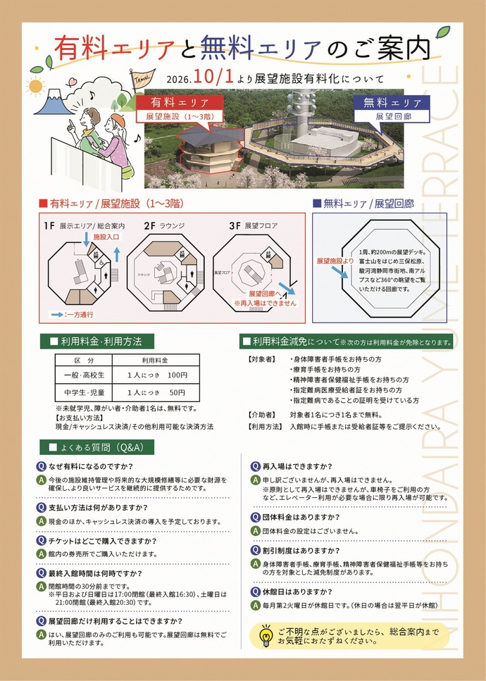 日本平夢テラス有料化チラシ裏面