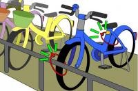 イラスト：補助錠を使用して駐輪場に止めた様子