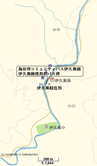 地図：伊久美駐在所周辺の建物を目印とした案内図