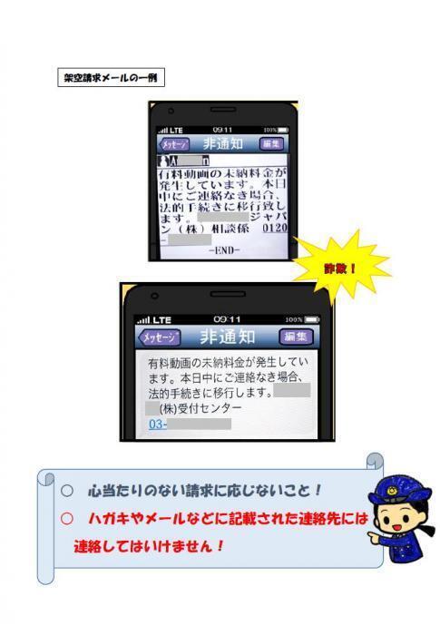 ポスターの写真：架空請求メールの一例が掲載された注意を促す内容