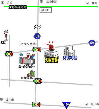 地図：大東交番周辺