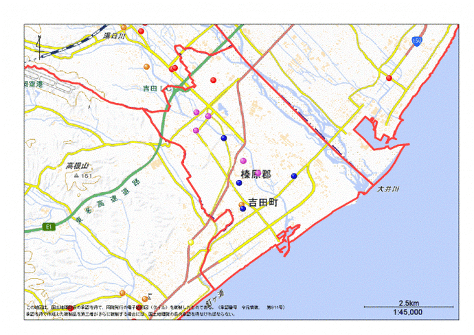 地図：榛原郡吉田町