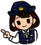 イラスト：ポイントを指さす婦人警官