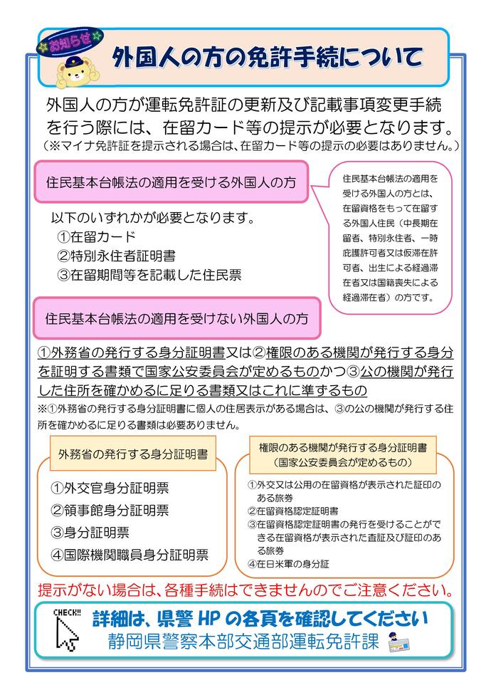 外国人の方の免許手続について