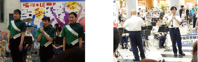 　音楽隊の演奏の合間に、カラーガードの募集広報をインタビュー形式でおこないました♪
